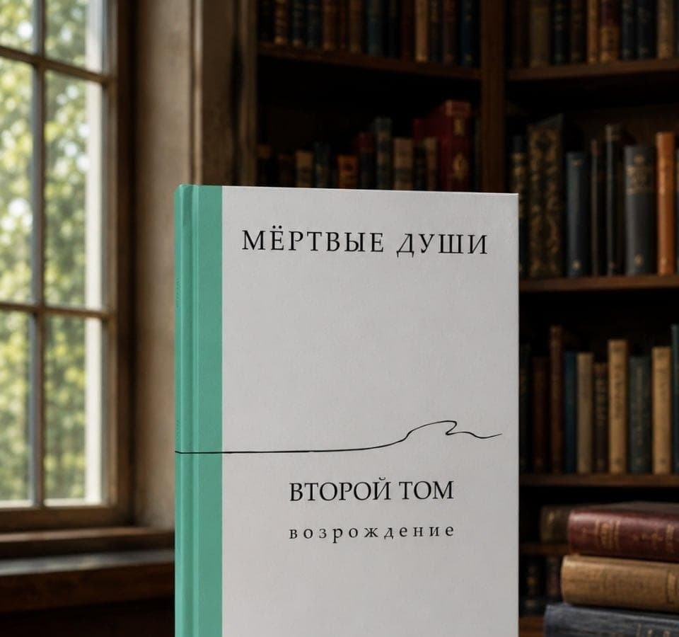 Обложка книги «Мёртвые души. Второй том. Возрождение», созданной с помощью «ГигаЧата»